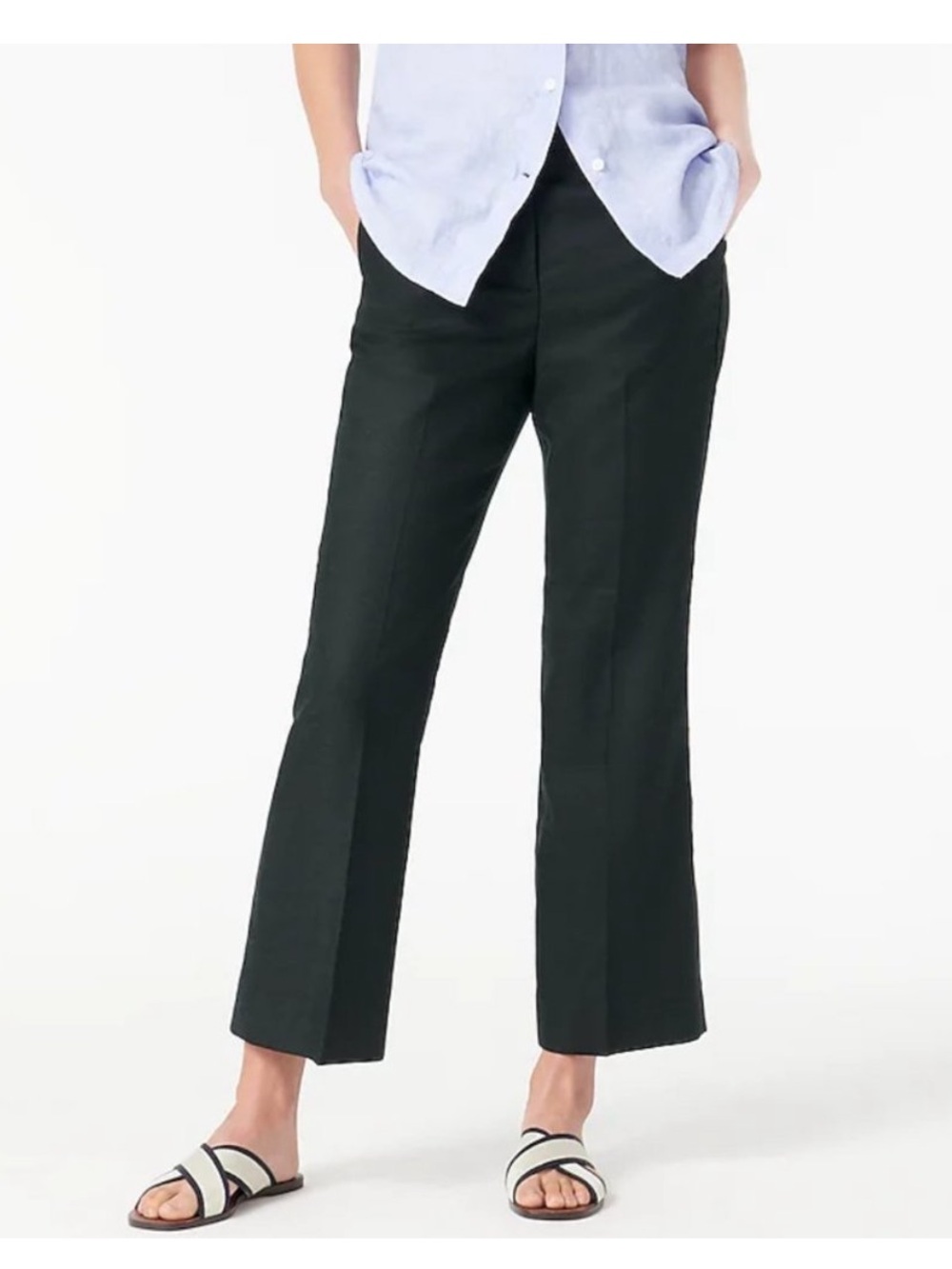 NWT J. Crew Hayden Kickout Crop Pant Lined In Stretch Linen Black Size 16